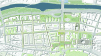 Lageplan, 3. Preis: FLOSUNDK architektur + urbanistik GmbH (Saarbrücken), Juca architektur und landschaftsarchitektur GbR (Berlin) und WSV Ingenieure (Saarbrücken)