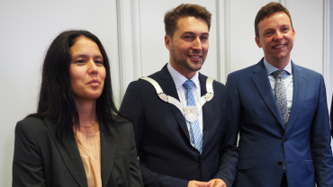 Amtsantritt von Oberbürgermeister Uwe Conradt am 1. Oktober 2019 mit seiner Ehefrau Jane und Ministerpräsident Tobias Hans Image