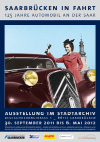 Plakat der Ausstellung „Saarbrücken in Fahrt“ Plakat der Ausstellung „Saarbrücken in Fahrt“