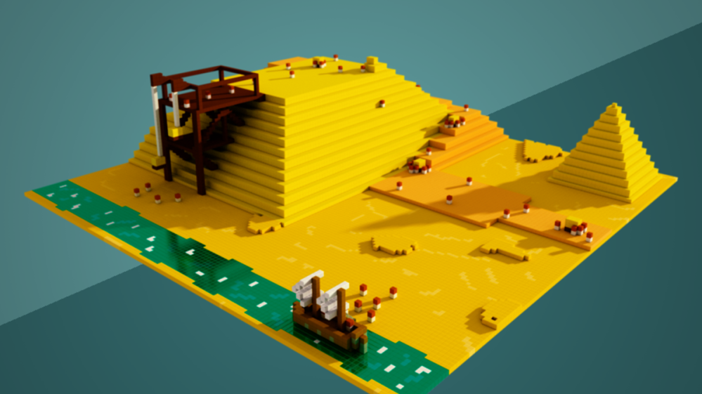 Eye Build It Creator - Virtuelles Modell der Pyramide Screenshot der im Eye Build It Creator virtuell erstellten Pyramide