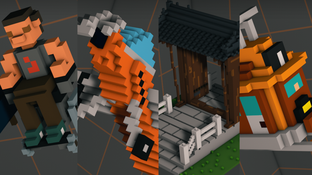 Eye Build It Creator - Modell Moodboard Abbildung von 4 virtuell erstellten Modellen aus dem Eye Build It Creator