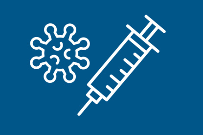 Weißes Icon auf blauem Hintergrund: 