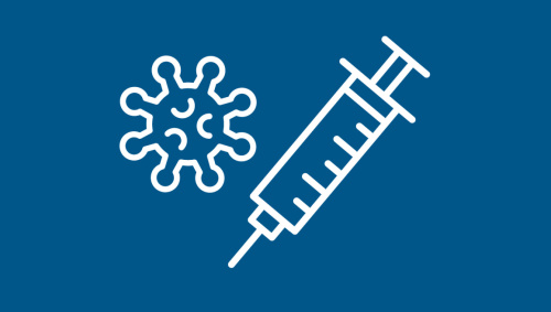 Weißes Icon auf blauem Hintergrund: 