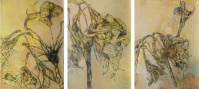 Julia Baur, Was bleibt (Triptychon, Acryl auf Leinwand, 2019) 