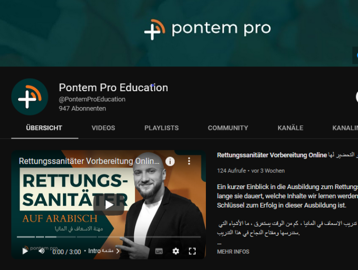 E-Learning Video Screenshot der E-Learning Angebote auf YouTube