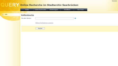 Screenshot Online-Recherche Stadtarchiv Screenshot Online-Recherche Stadtarchiv
