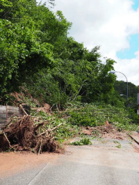 An der Heringsmühle: Hangrutsch, Situation vor Ort am 18. Mai