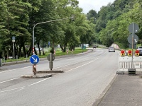 Öffnung Großblittersdorfer Straße nach der Sperrung in Folge des Pfingst-Dauerregens Blick in die Großblittersdorfer Straße