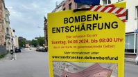 Bombenentschärfung 4. August Schild zur Bombenentschärfung am 4. August mit Hinweisen