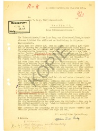 Schreiben von Lina Krug, der Mutter von Else Krug, vom 25. April 1950 an den VVN Ermittlungsdienst in Berlin.