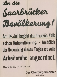 Anordnung darüber, dass am 14. Juli Arbeitsruhe einzuhalten ist.