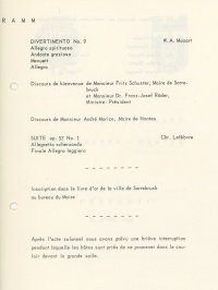 Programm für den Festakt am 22. April 1966 in Saarbrücken.