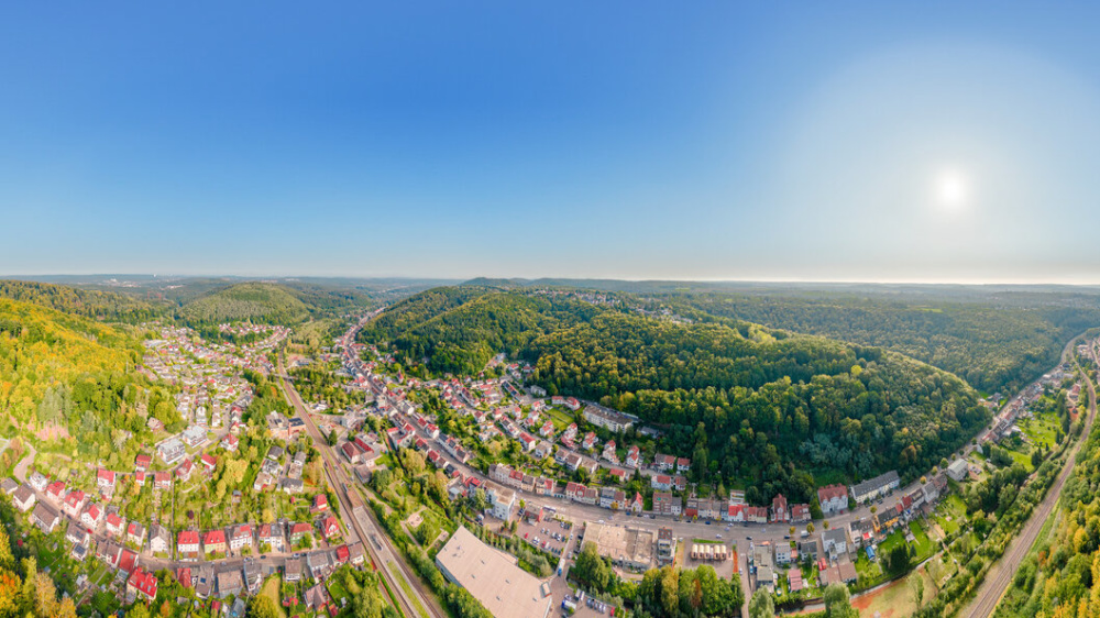 Scheidt von Oben Ansicht von Oben auf viele Häuser und Wald