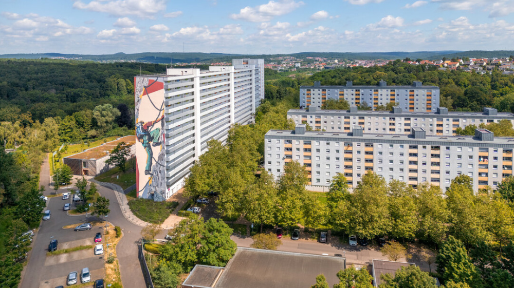 Königsbruch- Wohngebiet Folsterhöhe Große Wohnhäuser am Rande der Stadt