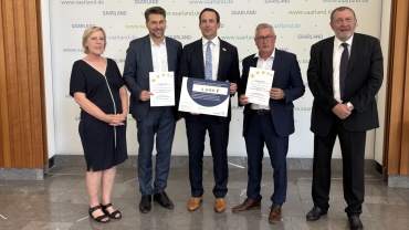 Esther Ribic (Europ’age SaarLorLux e.V.), OB Uwe Conradt, StS David Lindemann, Président Jean-Claude Hehn (Gemeindeverband Forbach), Alain Schmidt (Entwicklungsbeirat Gemeindeverband Forbach) Image