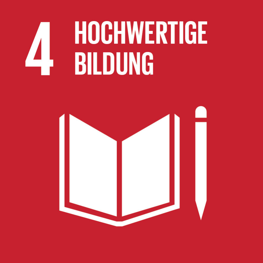 Symbol für Nachhaltigkeitsziel 4: Hochwertige Bildung.
