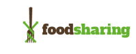 Logo der Organisation foodsharing mit einer Gabel und grün-brauner Schrift.